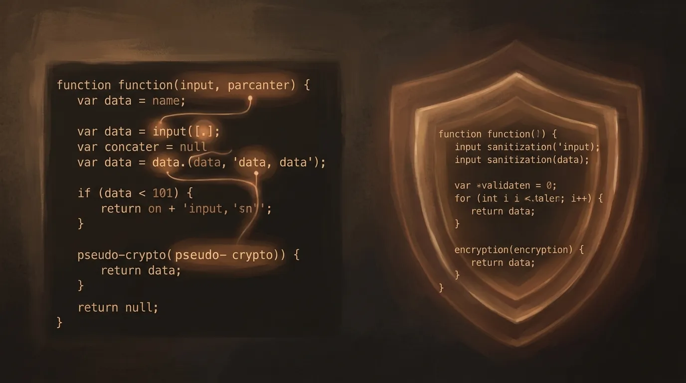 AI-generated code with hidden vulnerabilities versus hand-written code with proper security layers