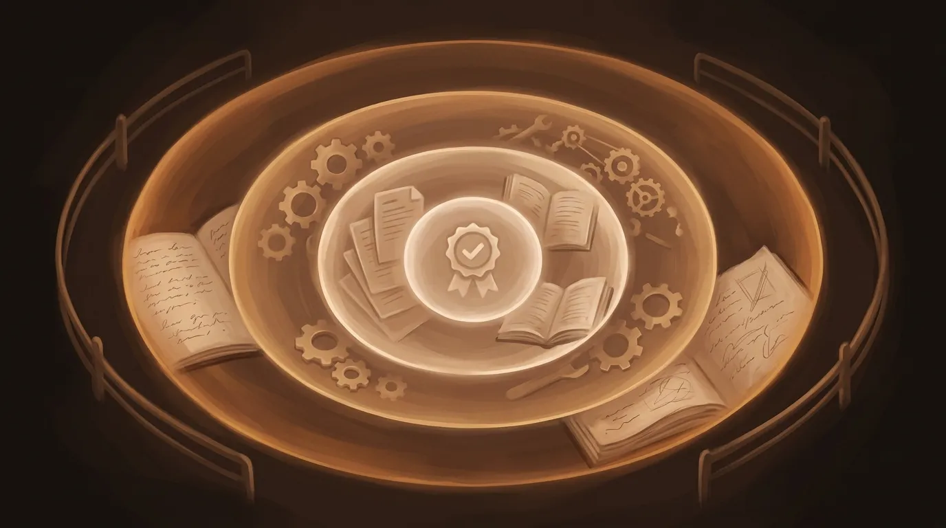 Five layers of context — system, knowledge, tools, memory, and constraints — as concentric rings